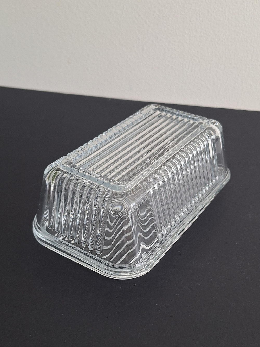 clear glass butter dish